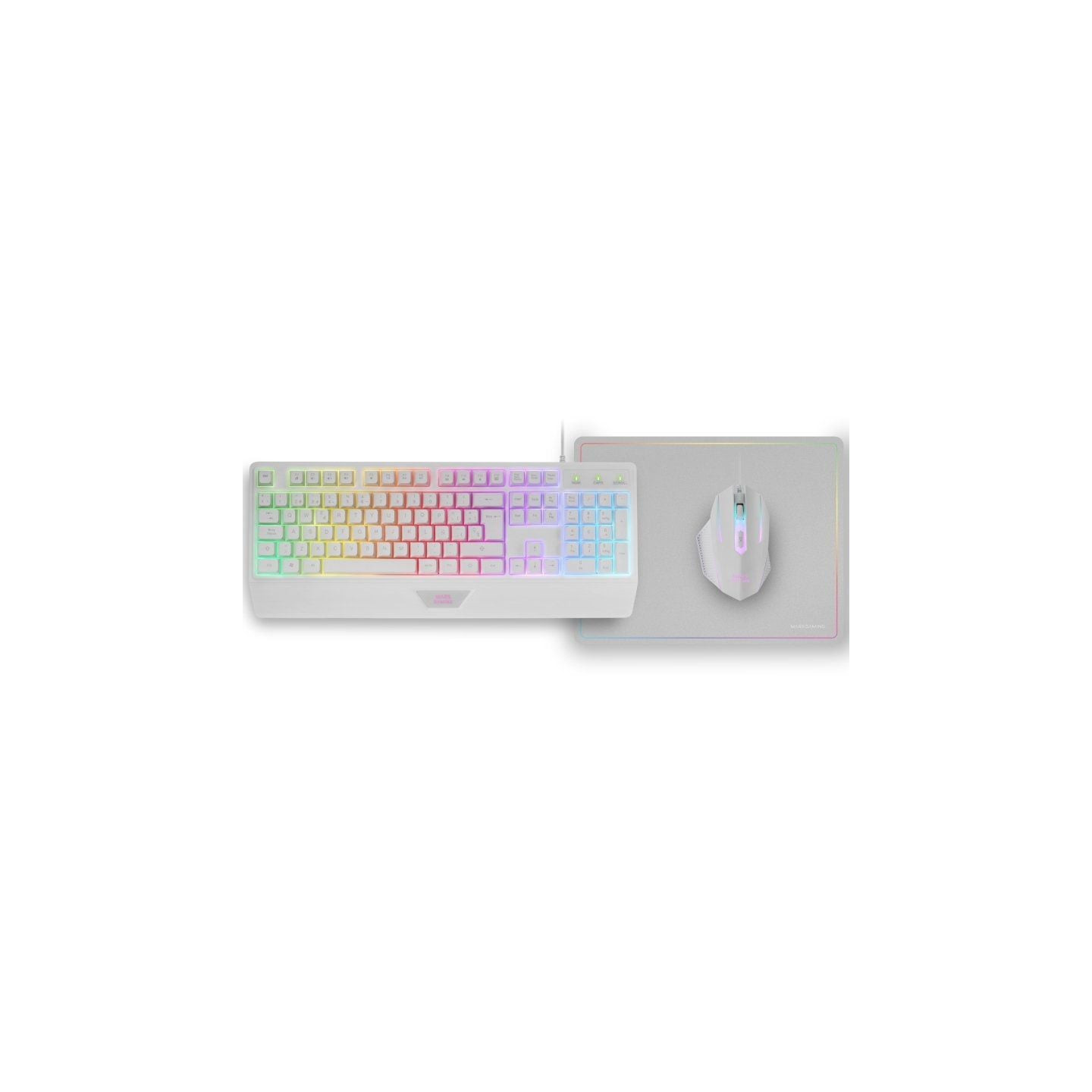 Pack Gaming Mars Gaming MCP124/ Teclado H-MECH  + Ratón Óptico + Alfombrilla/ Blanco