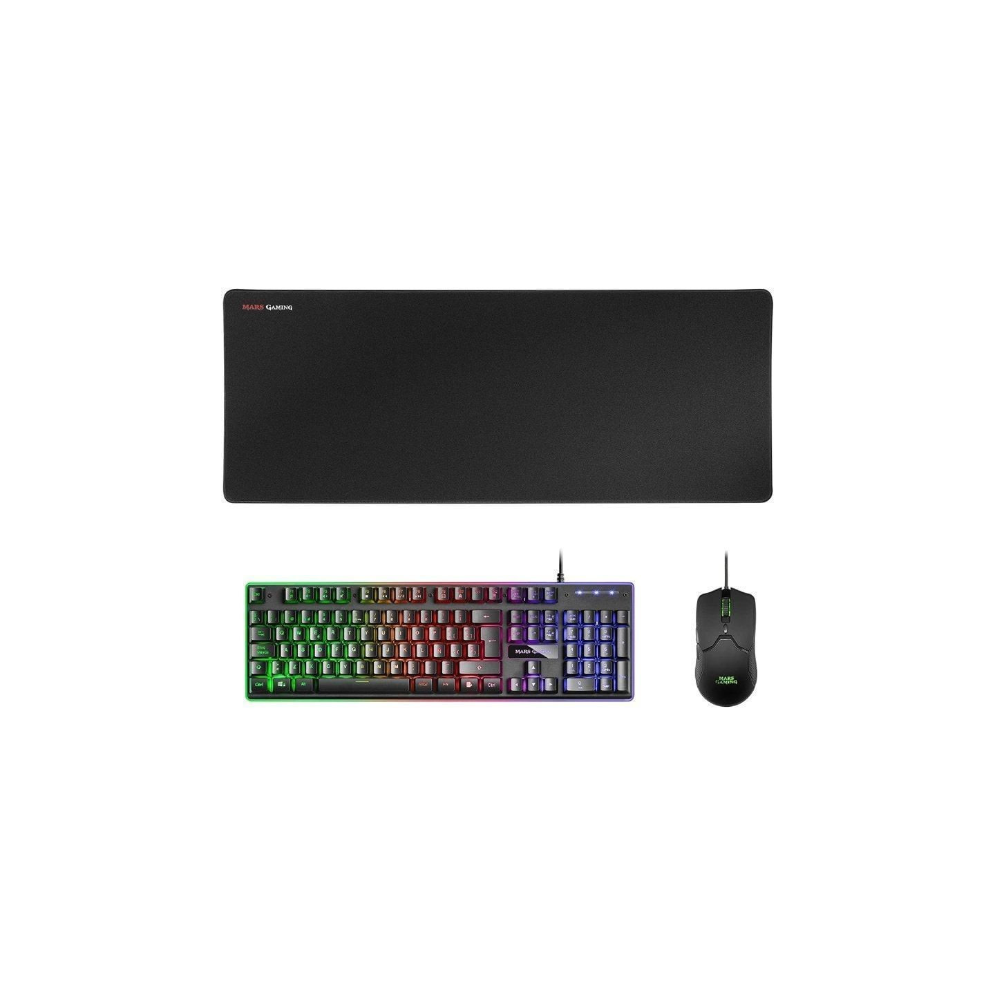 Pack Gaming Mars Gaming MCPX/ Teclado H-MECH  + Ratón Óptico + Alfombrilla/ Negro