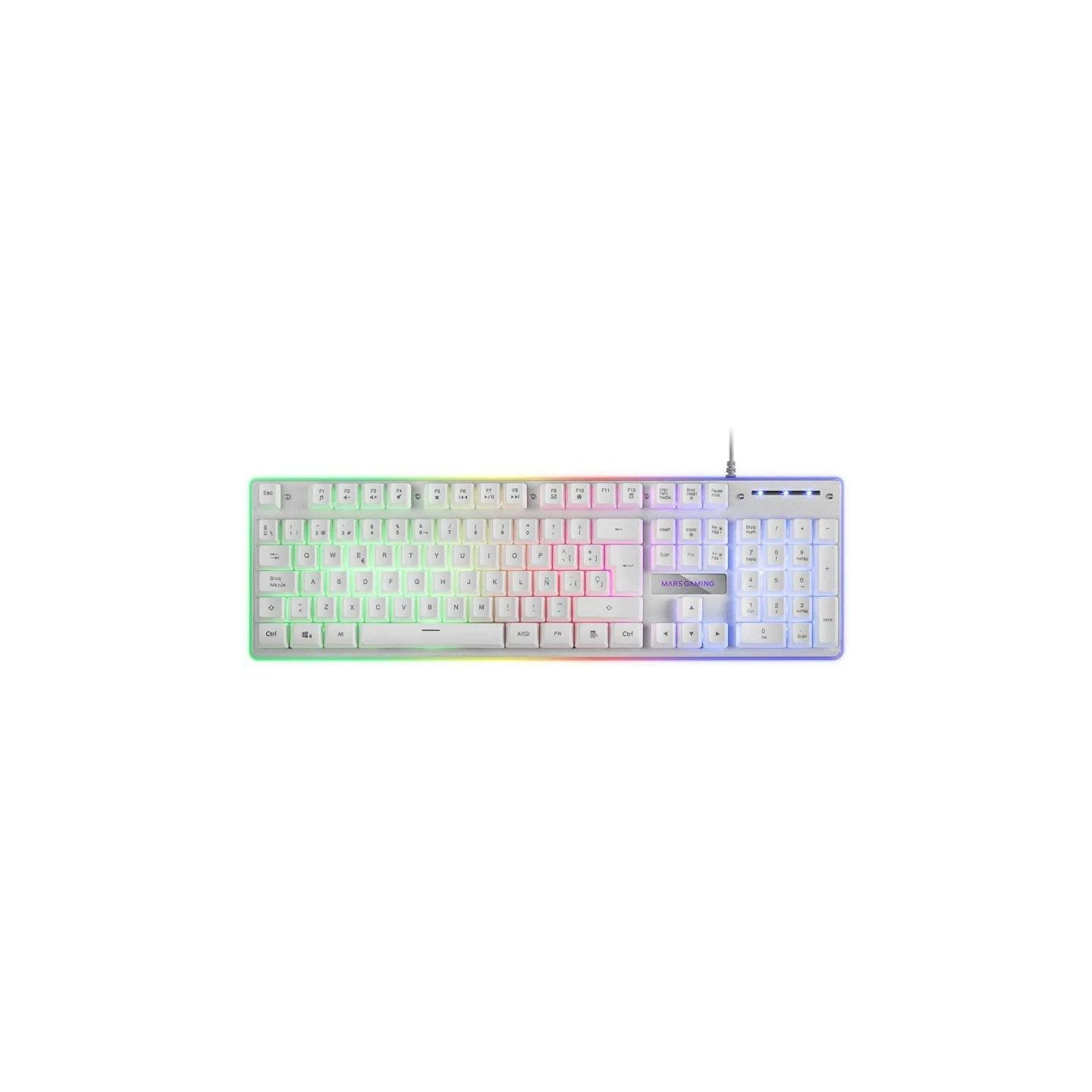 Teclado Gaming SemiMecánico Mars Gaming MK220ES/ Blanco