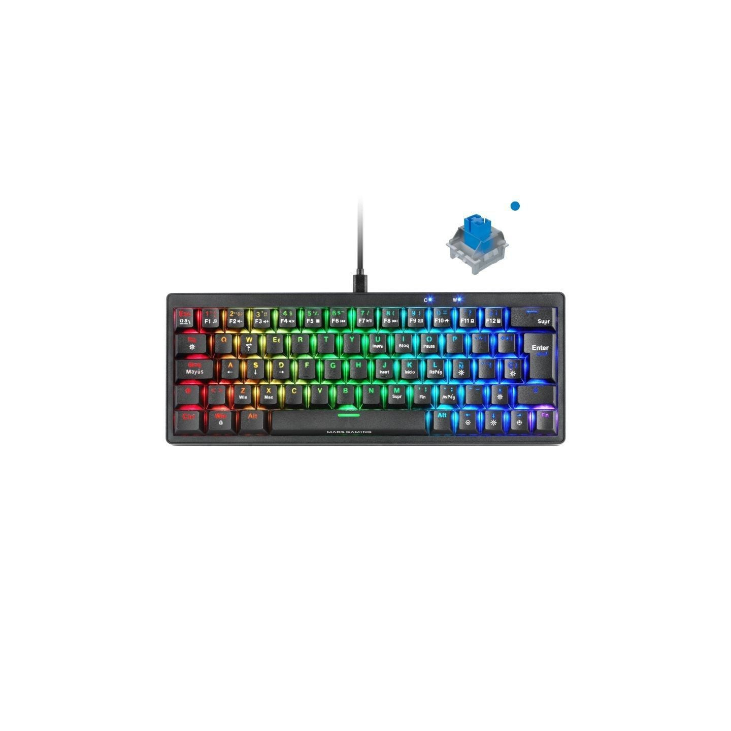 Teclado Gaming Mecánico Mars Gaming MKMINIPRO/ Switch Azul/ Negro