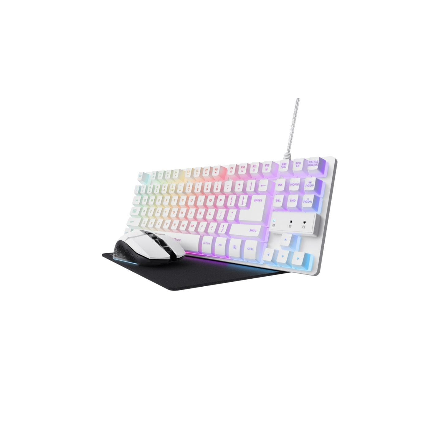 Pack Gaming Trust Gaming GXT 794W/ Teclado RGB + Ratón RGB + Alfombrilla