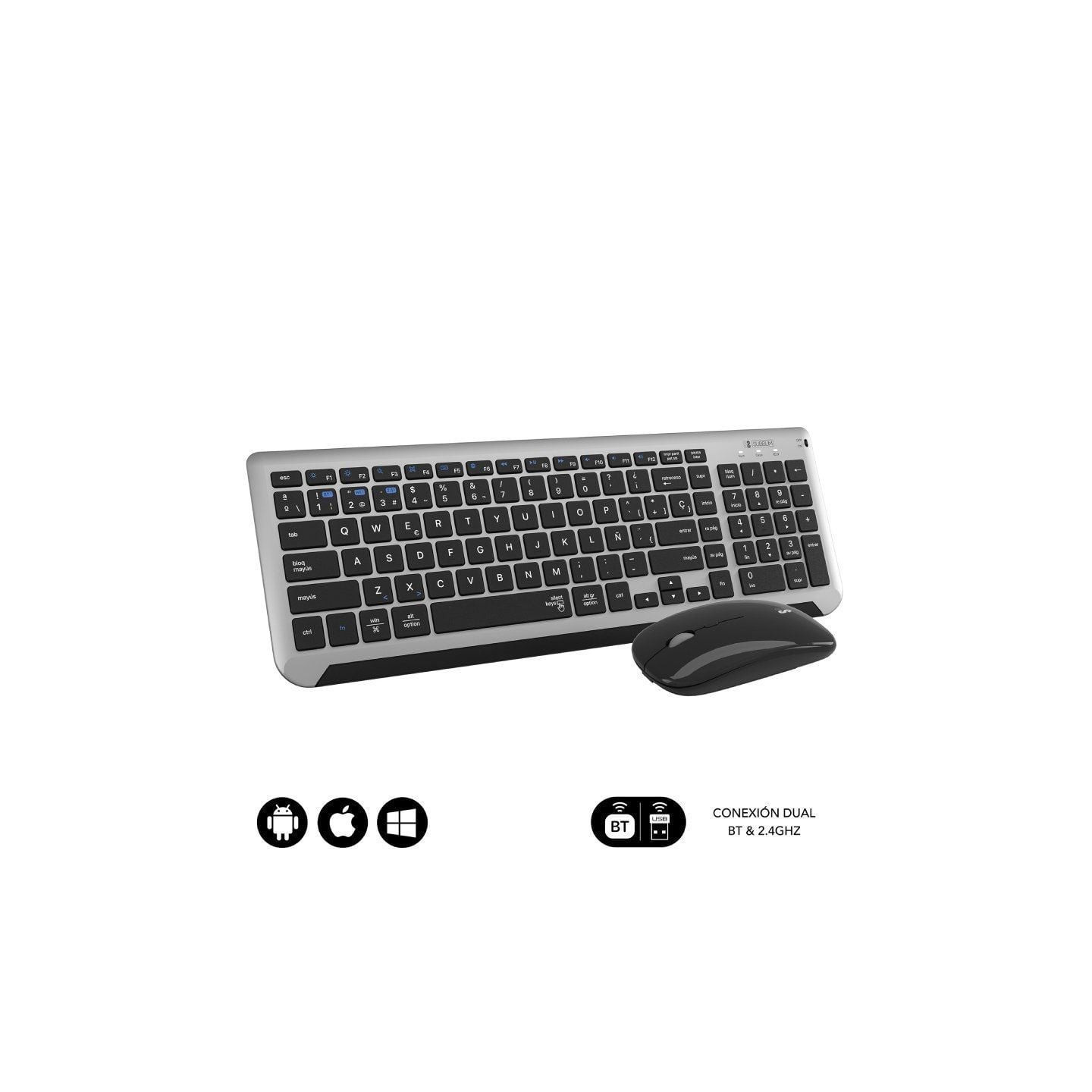 Teclado y ratón inalámbrico subblim combo dual prestige extendido