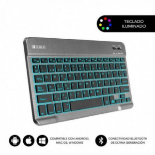 Teclado compacto inalámbrico por bluetooth subblim smart backlit/ gris