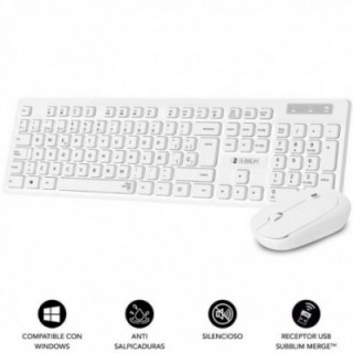 Teclado y ratón subblim combo business slim silencioso inalámbrico/ blanco