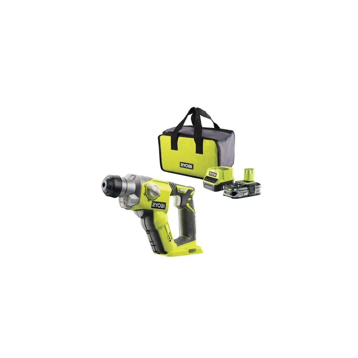 Martillo percutor sin cable ryobi one+ r18sds-125s/ 1 batería 18v 2.5 ah/ cargador 2.0 a/ bolsa de transporte