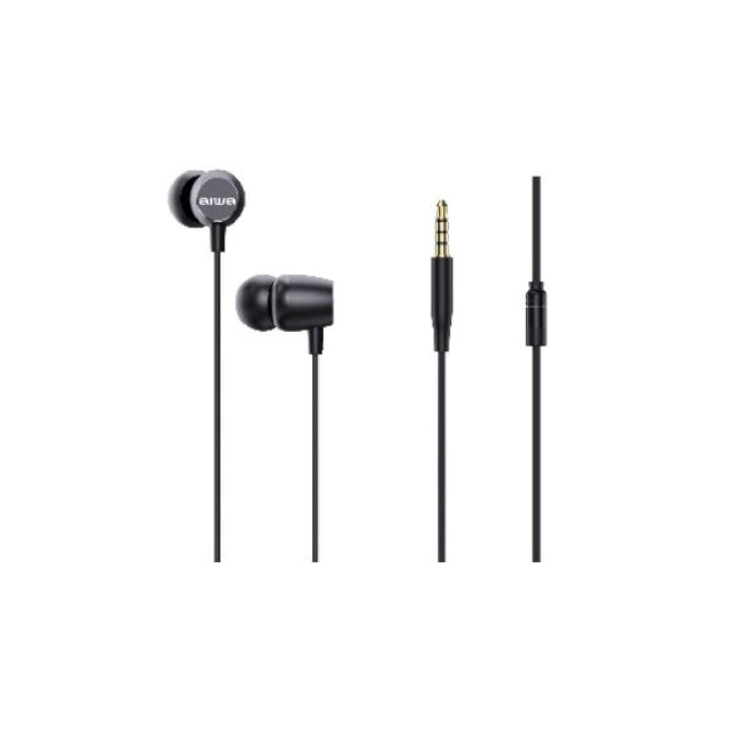 Auriculares intrauditivos aiwa estm-20bk/ con micrófono/ jack 3.5/ negros