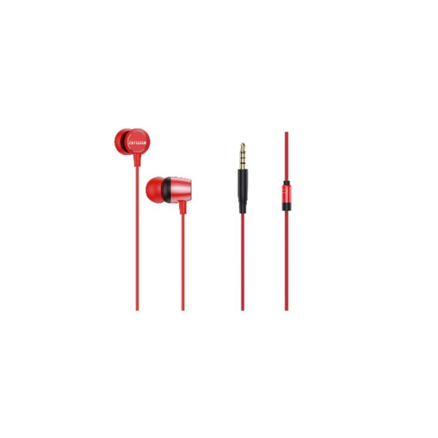 Auriculares intrauditivos aiwa estm-20rd/ con micrófono/ jack 3.5/ rojos