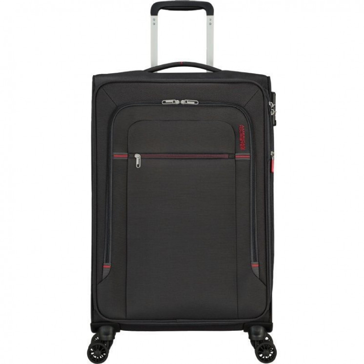 Maleta mediana american tourister crosstrack spinner expansible 67cm/ 67.5x42x27.5cm/ 4 ruedas/ gris y rojo