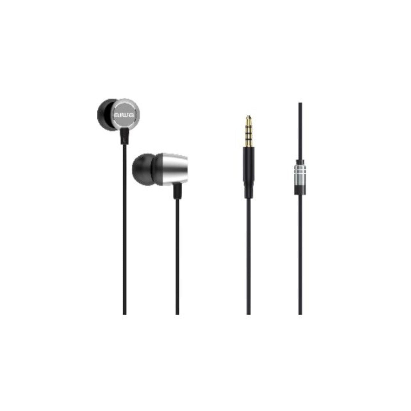 Auriculares intrauditivos aiwa estm-20sl/ con micrófono/ jack 3.5/ plateados