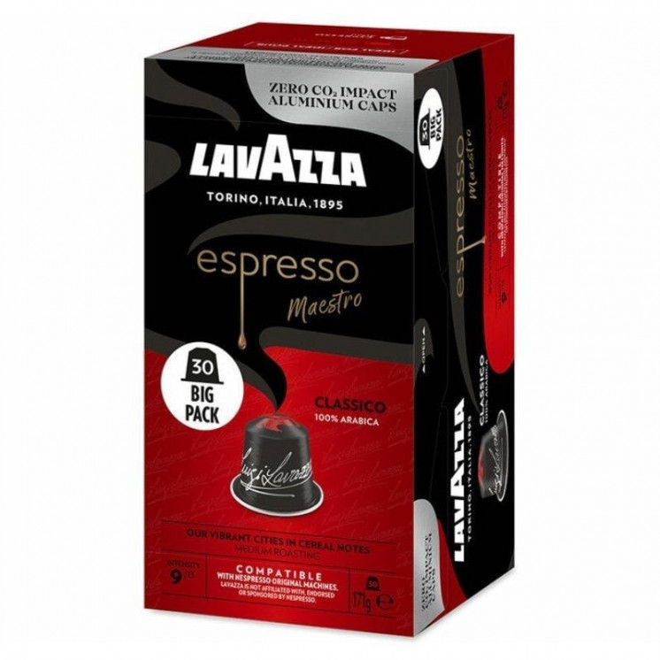 Cápsula lavazza espresso maestro clásico para cafeteras nespresso/ caja de 30