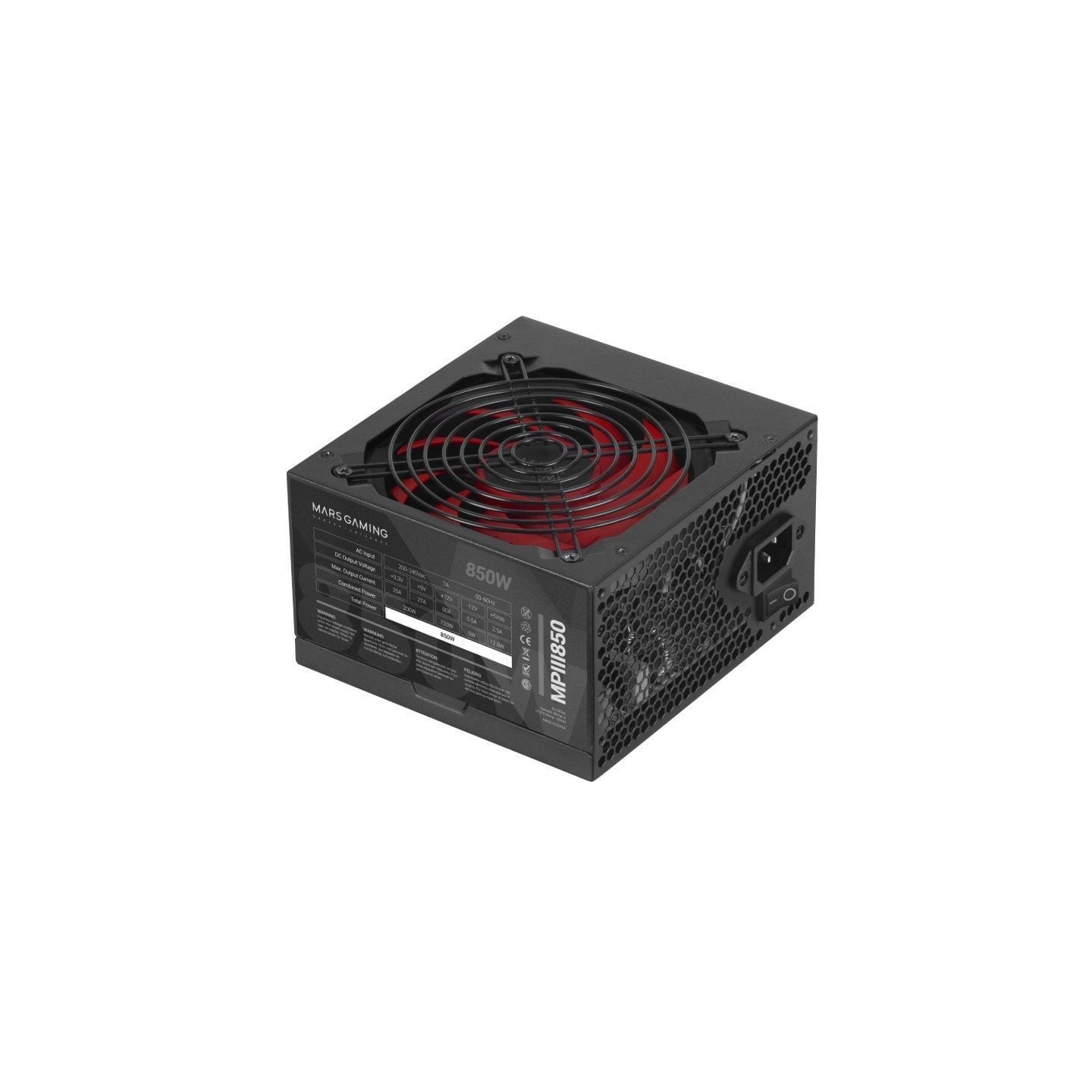 Fuente de alimentación mars gaming mpiii850/ 850w/ ventilador 12cm