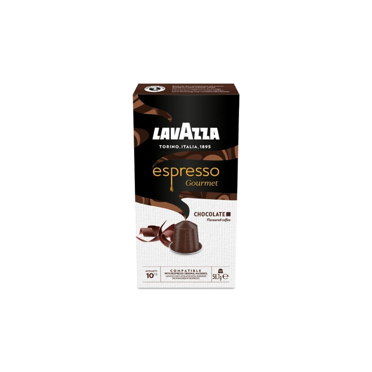 Cápsula lavazza espresso gourmet chocolate para cafeteras nespresso/ caja de 10