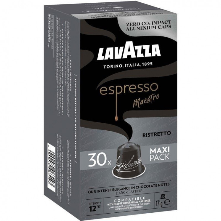 Cápsula lavazza espresso maestro ristretto para cafeteras nespresso/ caja de 30