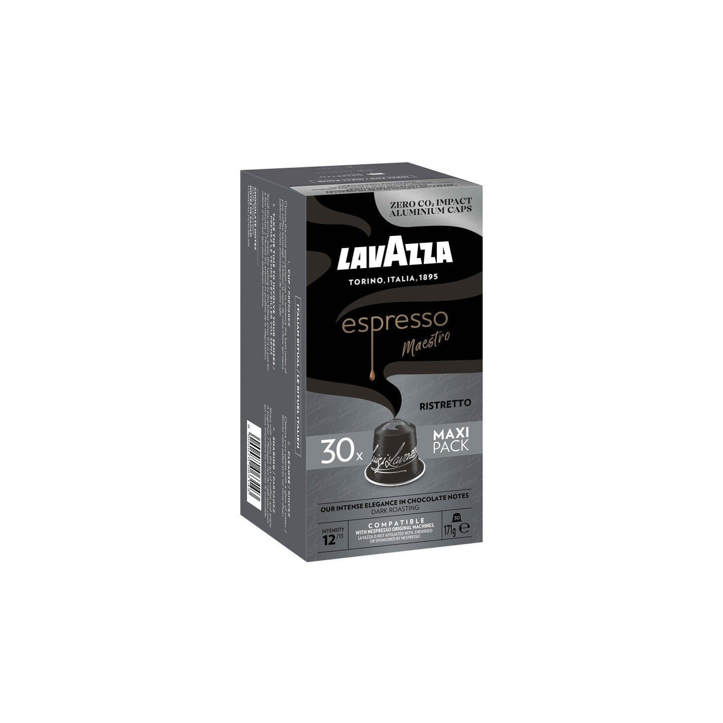 Cápsula lavazza espresso maestro ristretto para cafeteras nespresso/ caja de 30