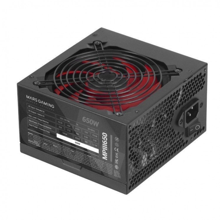 Fuente de alimentación mars gaming mpiii650/ 650w/ ventilador 12cm