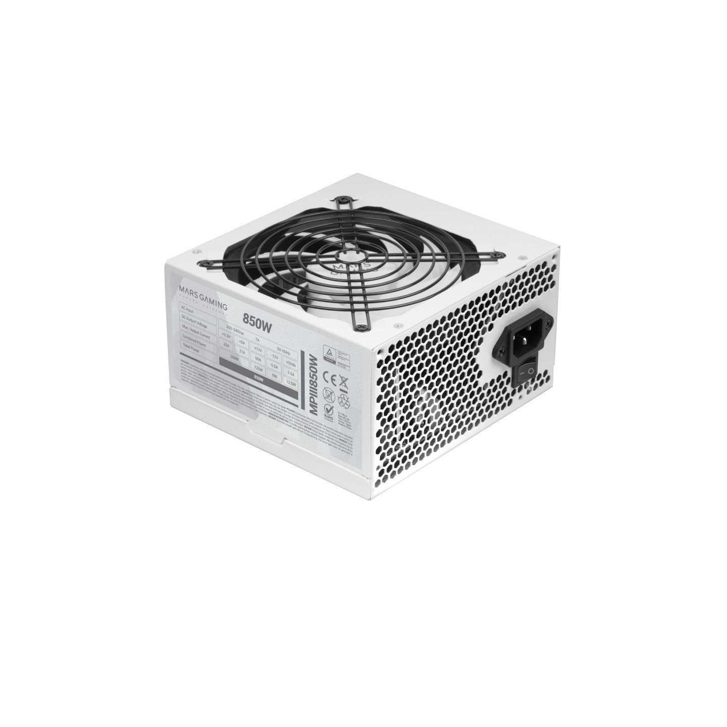 Fuente de alimentación mars gaming mpiii850w/ 850w/ ventilador 12cm