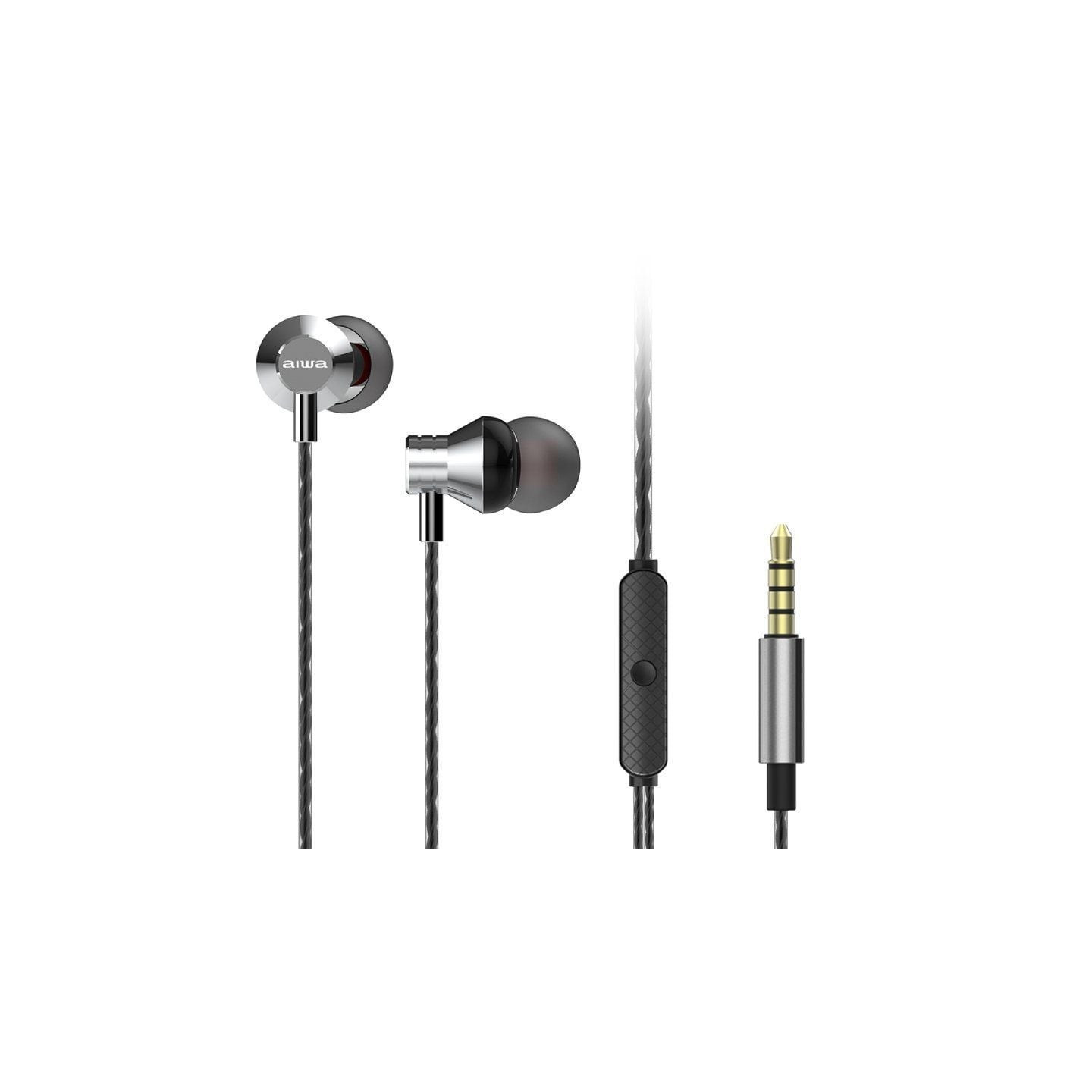 Auriculares intrauditivos aiwa estm-50sl/ con micrófono/ jack 3.5/ plata