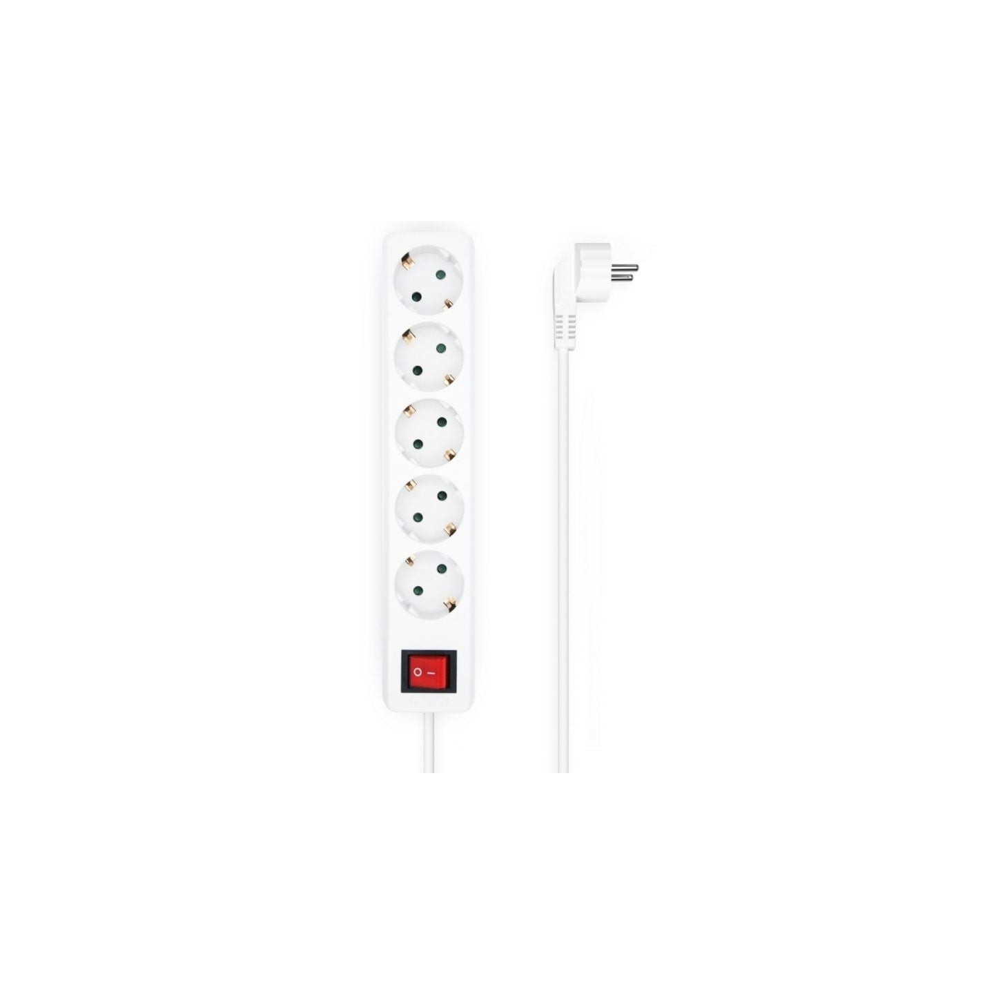 Regleta con interruptor aisens a154-0651/ 5 tomas de corriente/ cable 1.4m/ blanco