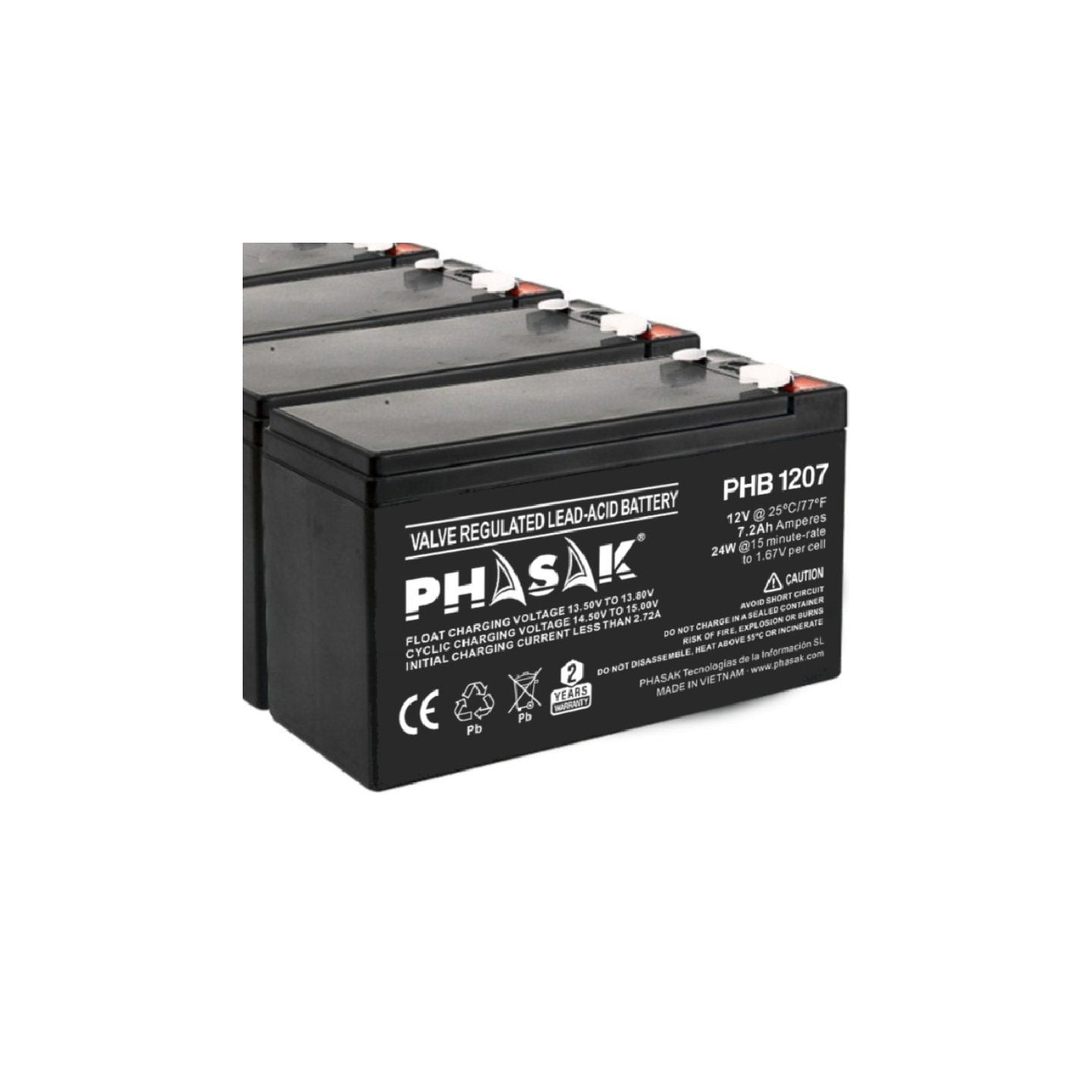 Batería phasak phb 1207 compatible con sai/ups phasak según especificaciones