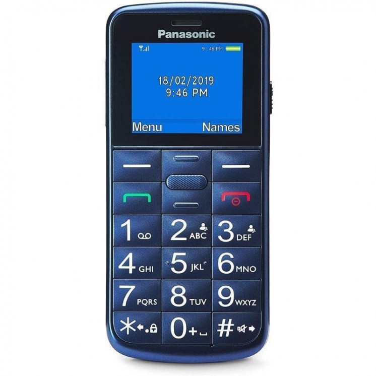 Teléfono móvil panasonic kx-tu110exc para personas mayores/ azul