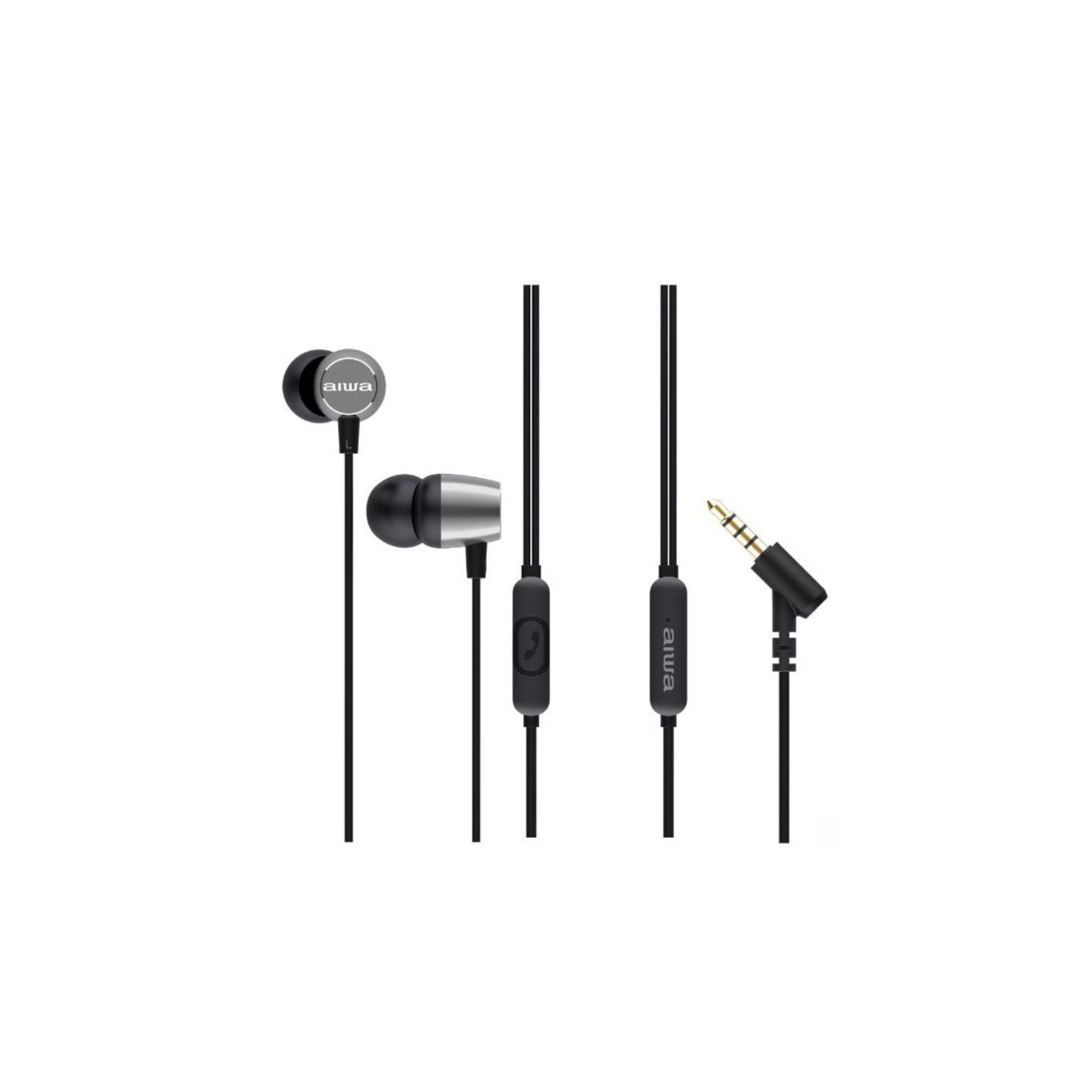 Auriculares intrauditivos aiwa estm-30sl/ con micrófono/ jack 3.5/ plateados