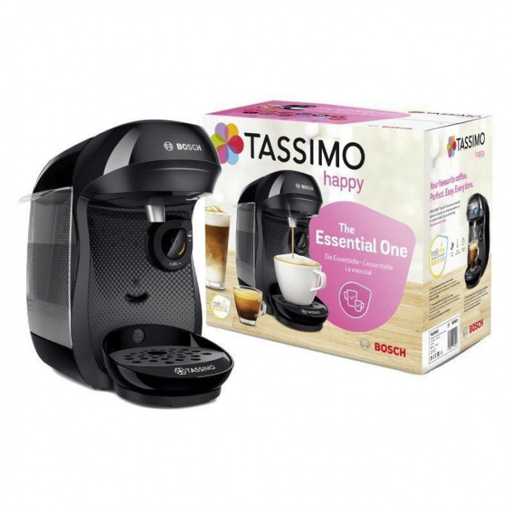 Cafetera de cápsulas bosch tassimo happy/ negra/ incluye descuento 10 euros en café