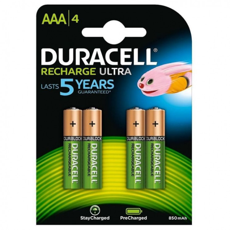 Pack de 4 pilas aaa duracell hr03-a/ 1.2v/ recargables