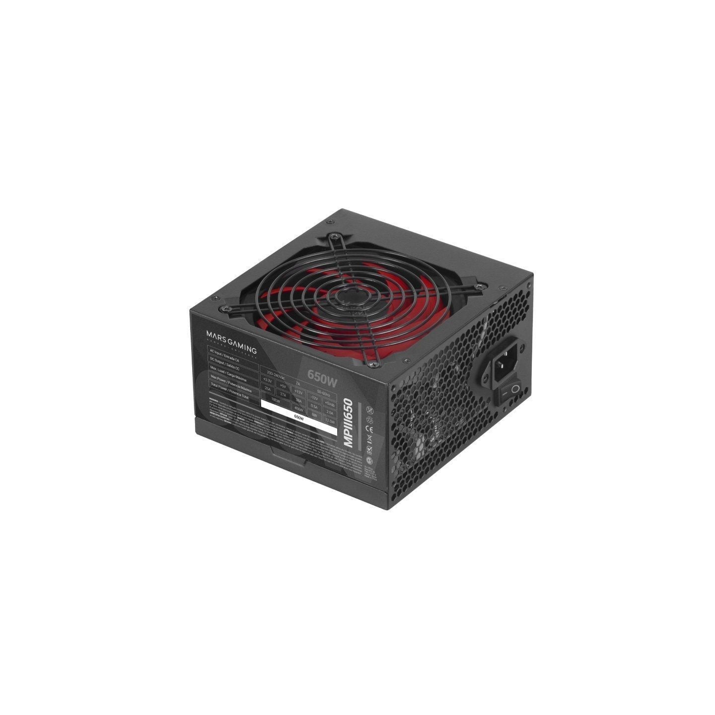 Fuente de alimentación mars gaming mpiii650/ 650w/ ventilador 12cm