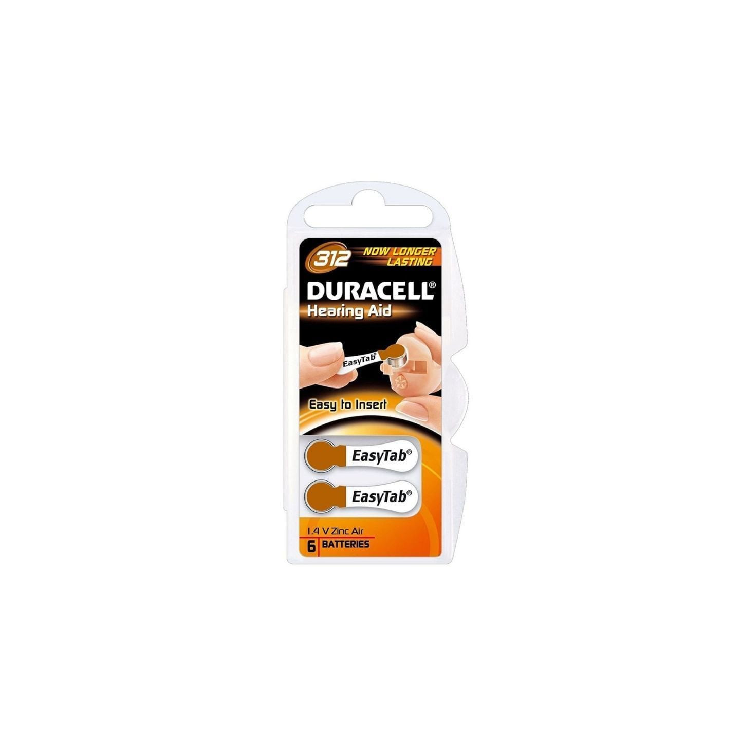 Pack 6 pilas para audífono duracell da312/ 1.6v