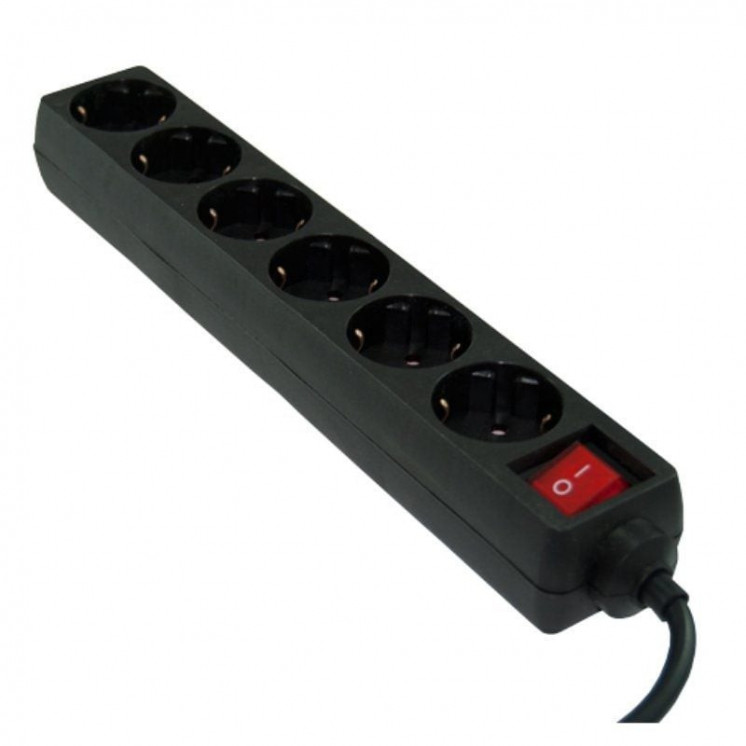 Regleta con interruptor 3go reg6/ 6 tomas de corriente/ cable 1.5m/ negra