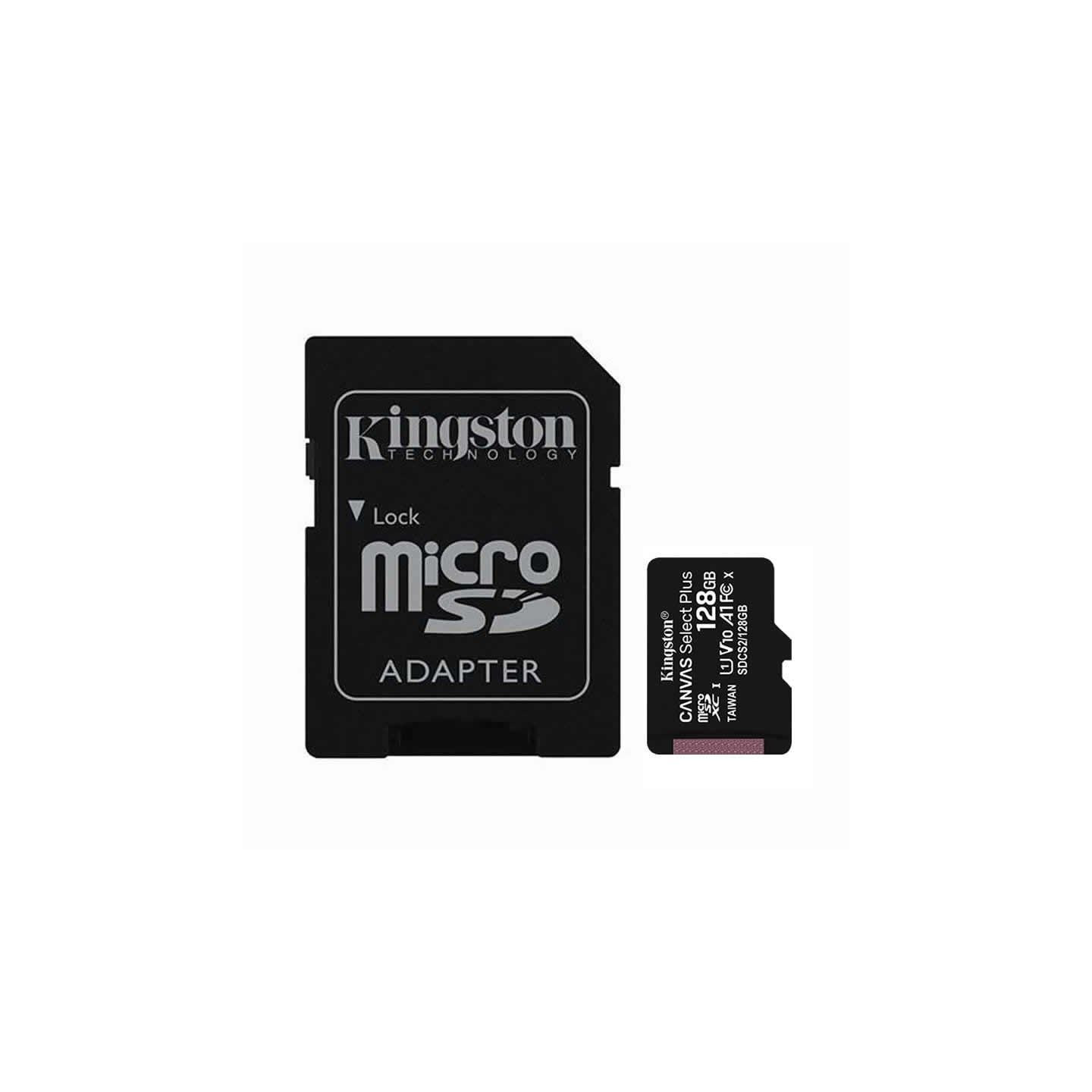 Tarjeta de memoria kingston canvas select plus 128gb microsd xc con adaptador/ clase 10/ 100mbs