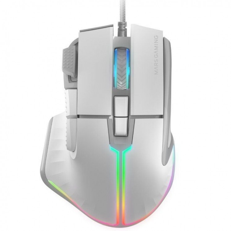 Ratón Gaming Mars Gaming MM-XT/ Hasta 12800DPI/ Blanco