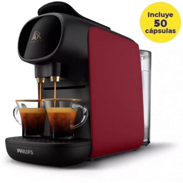 Cafetera de cápsulas philips l'or barista sublime lm9012/55/ compatible cápsulas nespresso y l'or/ negra y roja/ incluye 50