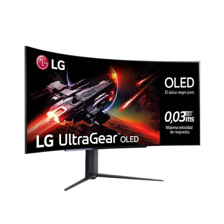 Monitor gaming ultrapanorámico curvo lg ultragear 45gr95qe-b 44.5'/ wqhd/ 0.03ms/ 240hz/ oled/ regulable en altura/ negro