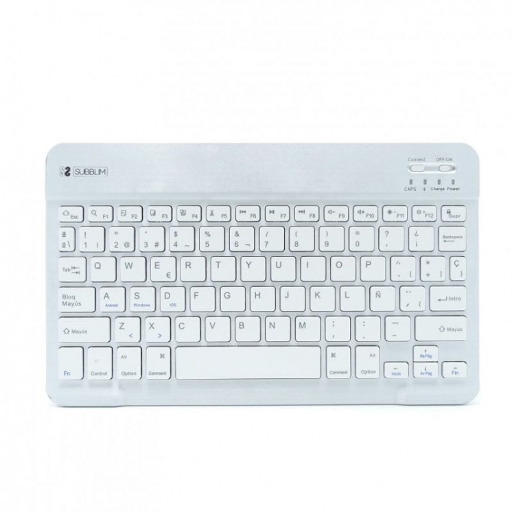 Teclado compacto inalámbrico por bluetooth subblim smart/ plata