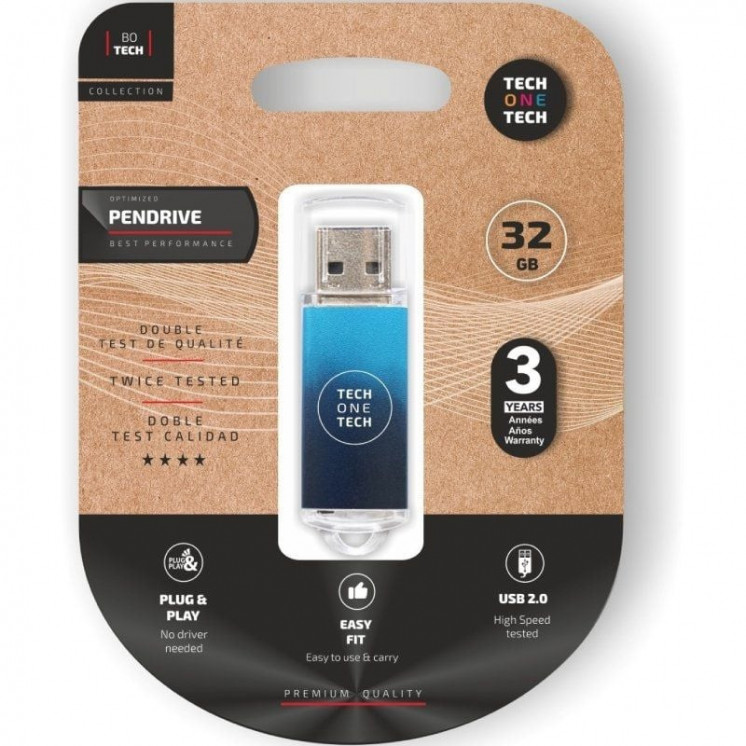 Pendrive 32gb tech one tech be deep usb 2.0/ azul degradado