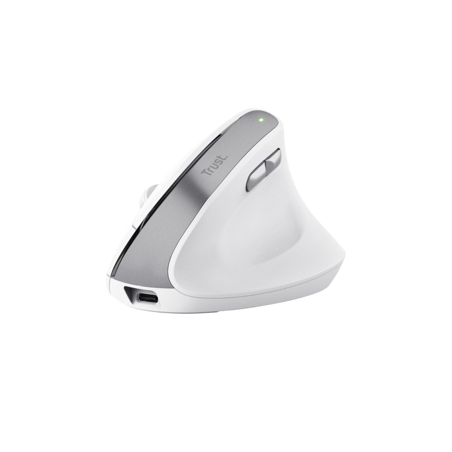 Ratón ergonómico inalámbrico trust bayo ii/ batería recargable/ hasta 2400 dpi/ blanco