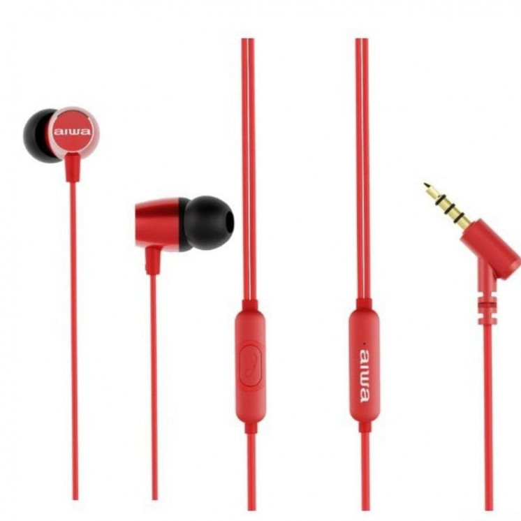 Auriculares intrauditivos aiwa estm-30rd/ con micrófono/ jack 3.5/ rojos