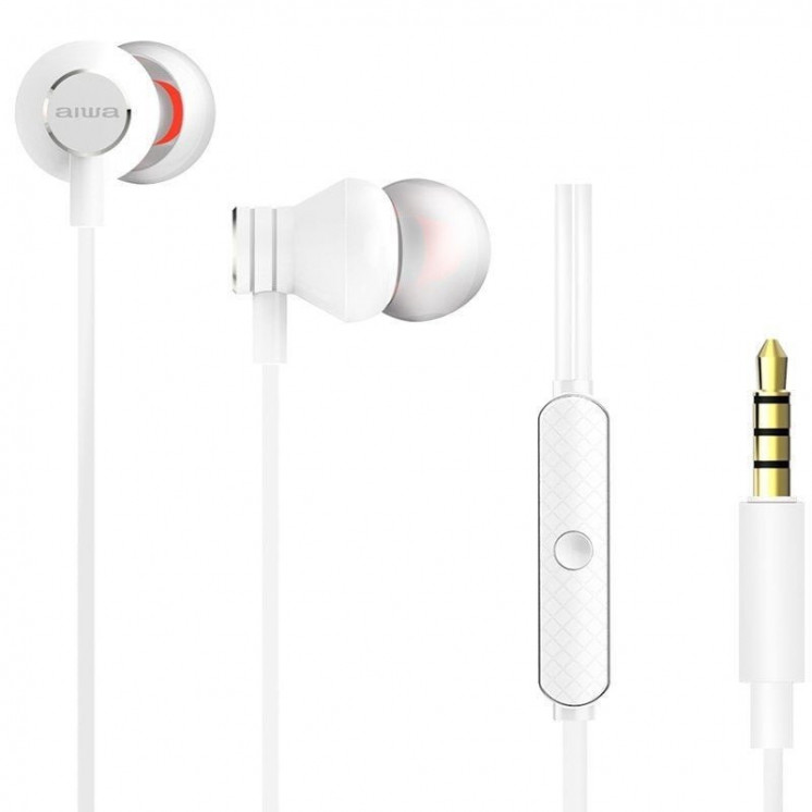 Auriculares intrauditivos aiwa estm-50wt/ con micrófono/ jack 3.5/ blanco