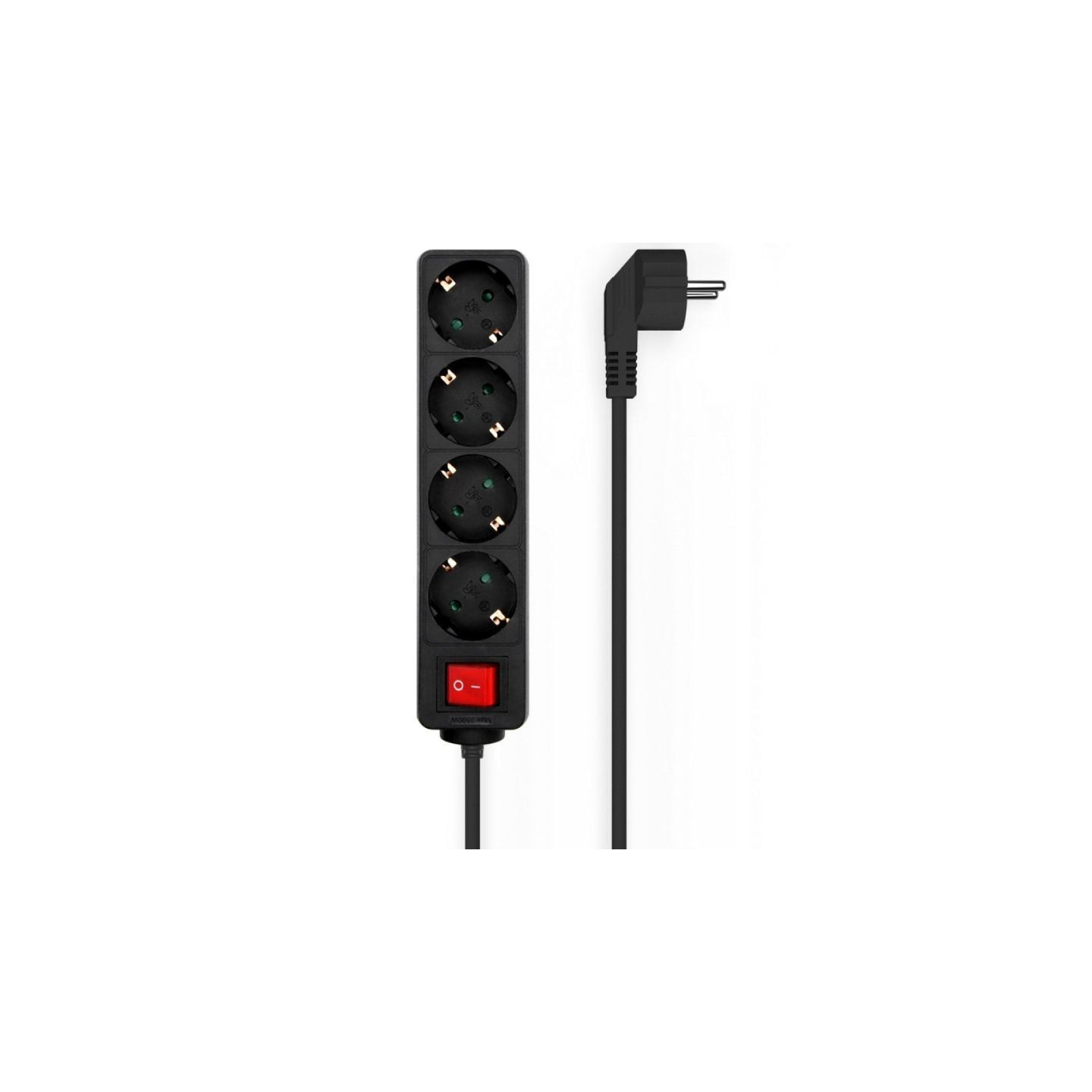 Regleta con interruptor aisens a154-0650/ 4 tomas de corriente/ cable 1.4m/ negro