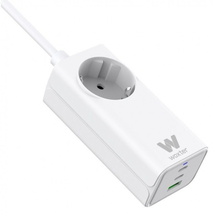 Regleta woxter pe26-180/ 1 tomas de corriente/ 2 usb tipo-c/ 1 usb-a/ cable 1.5m/ blanco