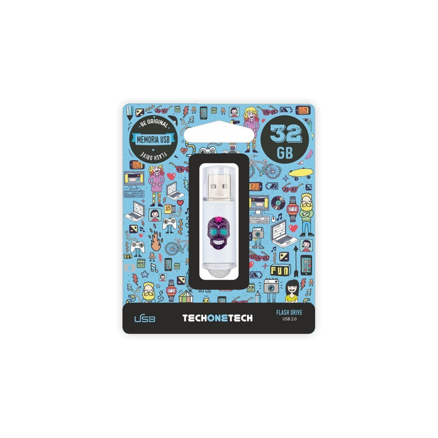 Pendrive 32gb tech one tech calavera maya usb 2.0