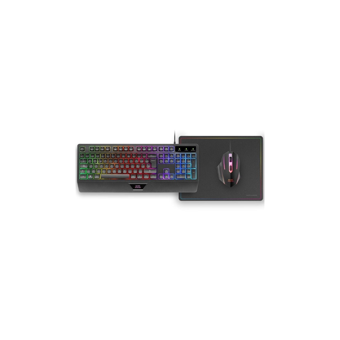 Pack Gaming Mars Gaming MCP124/ Teclado H-MECH  + Ratón Óptico + Alfombrilla/ Negro