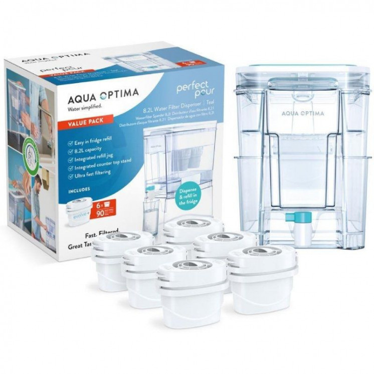 Depósito de agua filtrada aqua optima wd1001/ 8.2l/ incluye 6 filtros