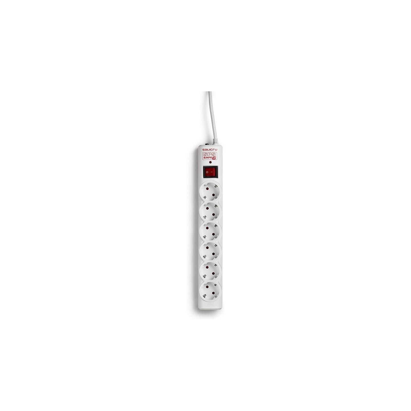 Regleta con interruptor salicru safe 6/ 6 tomas de corriente/ cable 1.5m/ blanca