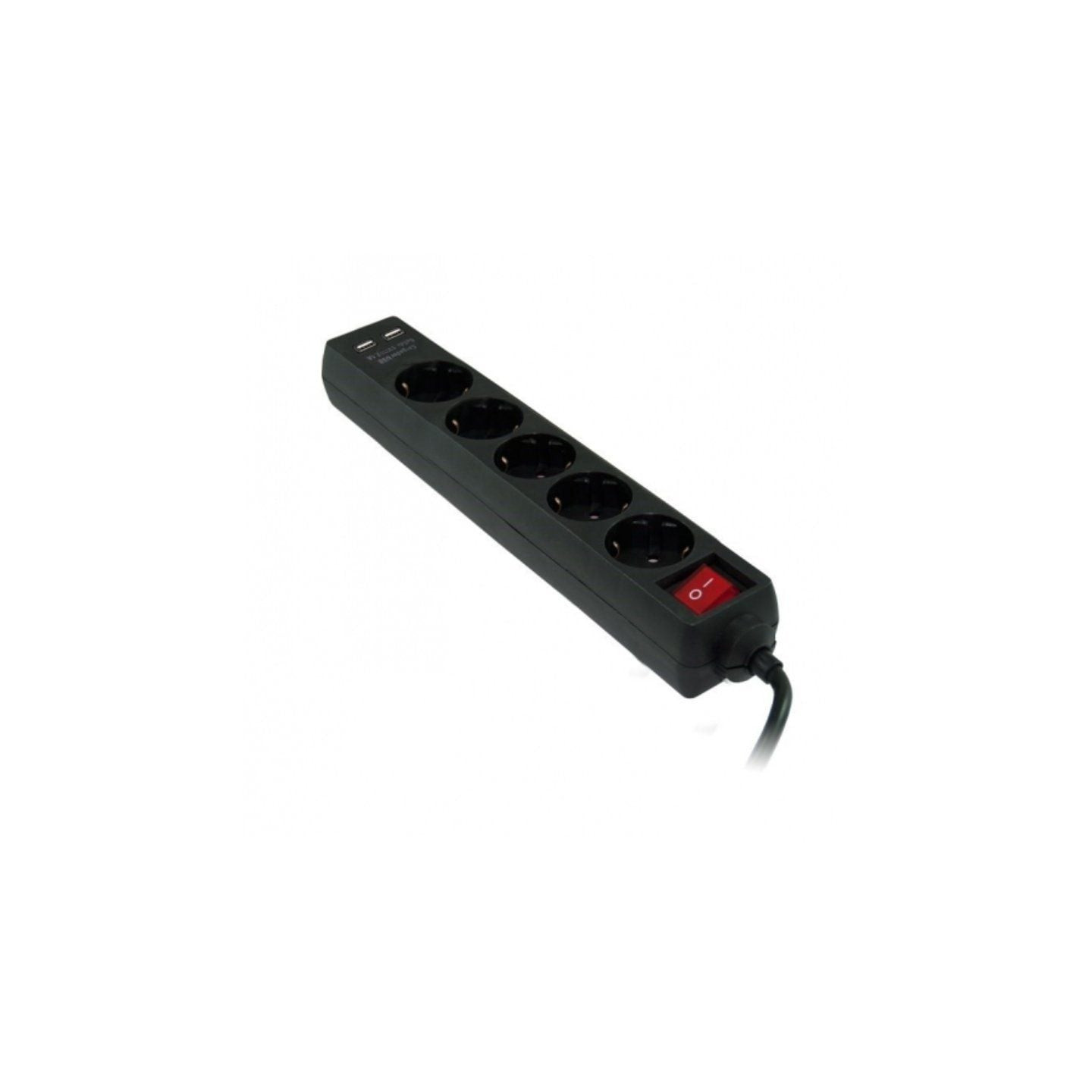 Regleta con interruptor 3go reg5usb/ 5 tomas de corriente/ 2 usb/ cable 1.5m/ negra