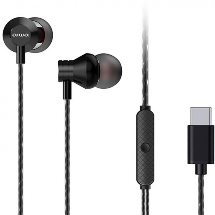 Auriculares intrauditivos aiwa estm-50usb-c/bk/ con micrófono/ usb tipo-c/ negro