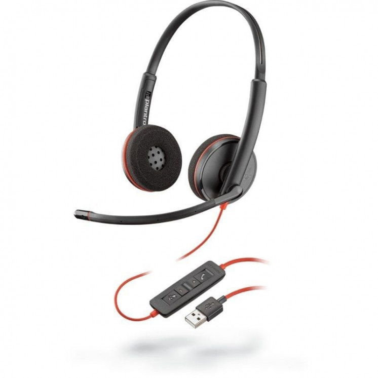 Auriculares plantronics blackwire c3220/ con micrófono/ usb/ negros