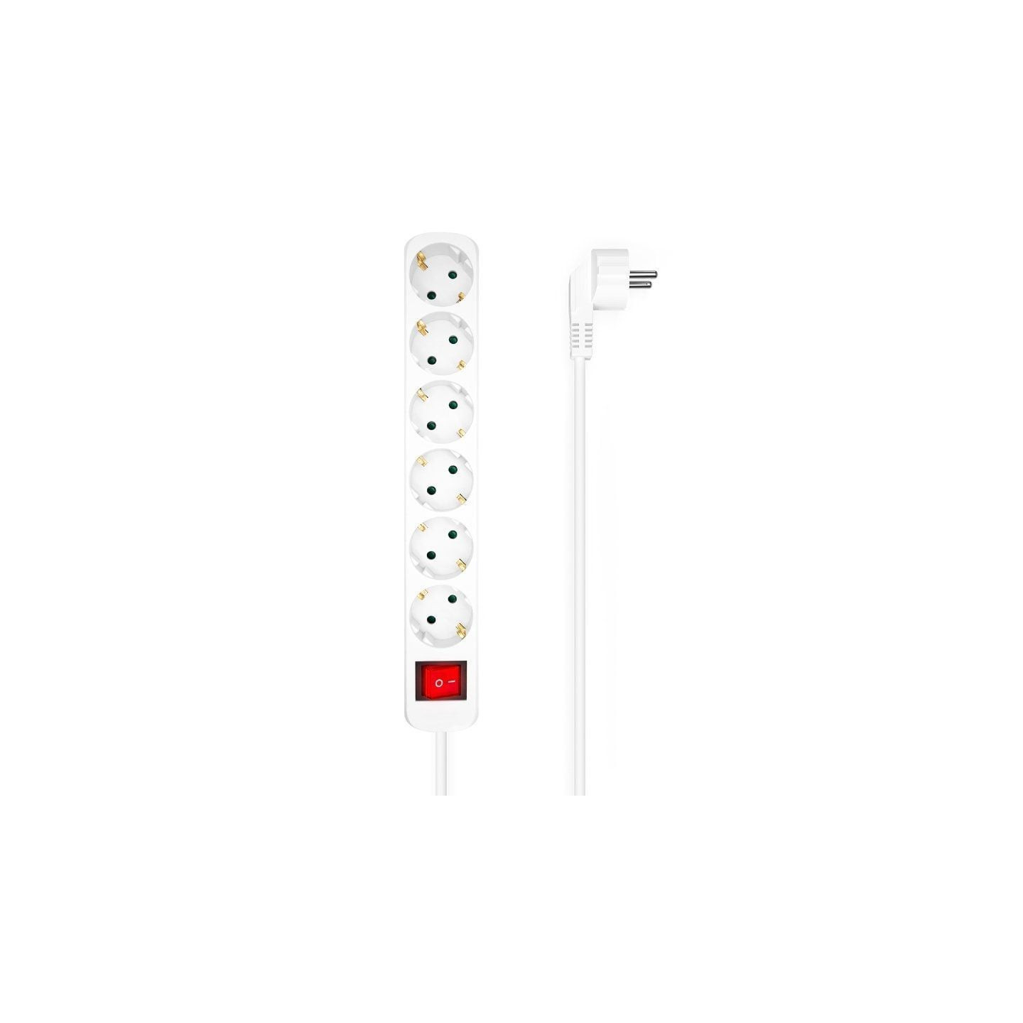 Regleta con interruptor aisens a154-0535/ 6 tomas de corriente/ cable 1.4m/ blanco