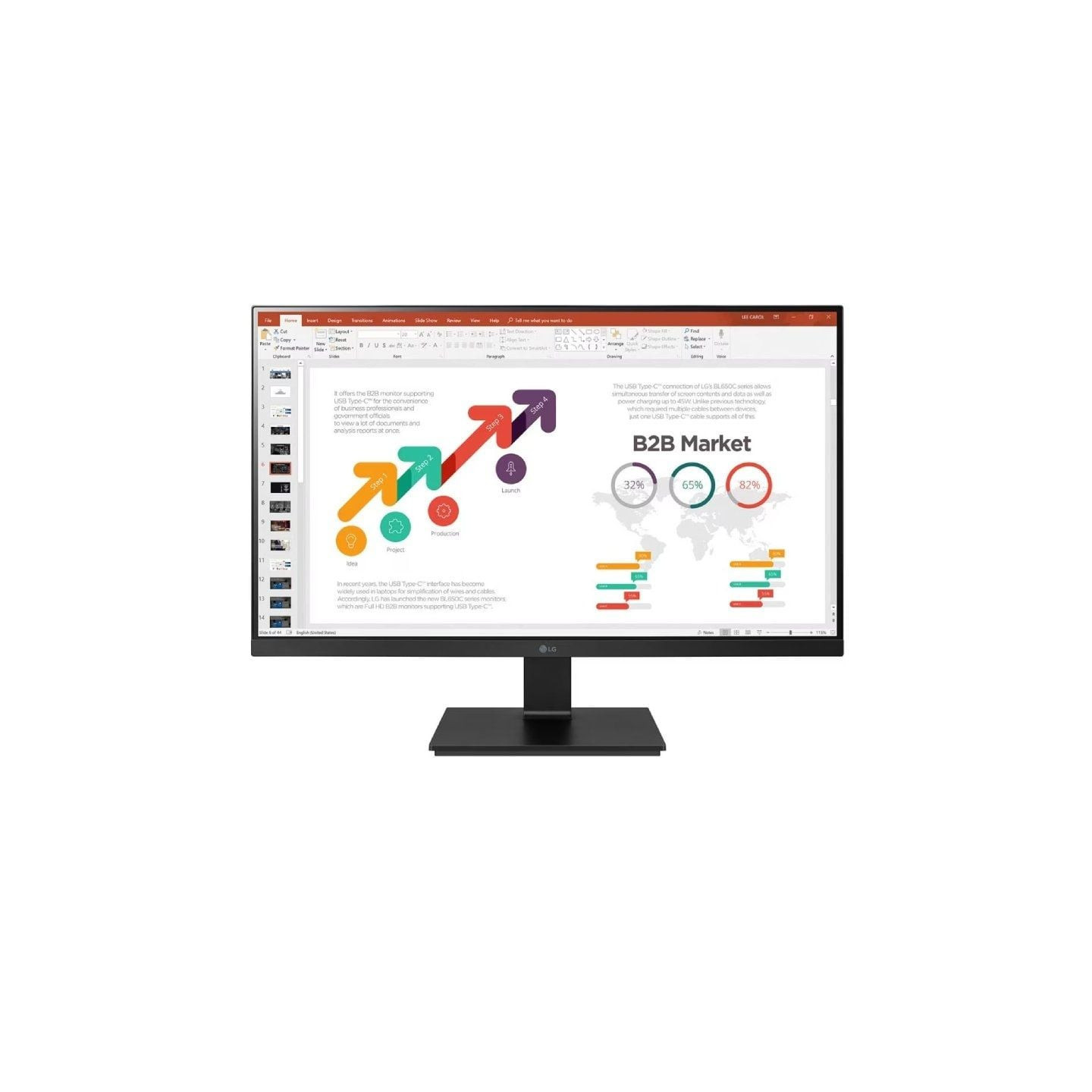 Monitor profesional lg 27bl650c-b 27'/ full hd/ multimedia/ regulable en altura/ negro